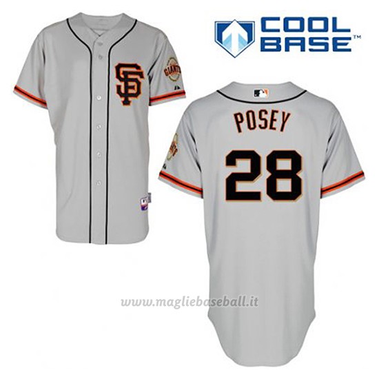 Maglia Baseball Uomo San Francisco Giants Buster Posey 28 Grigio Alterner Cool Base